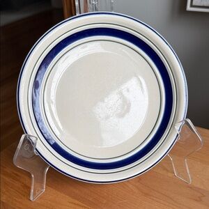 Vintage Tienshan Country Crock Stoneware ONE Salad Plate Blue Green Stripe 7.75”